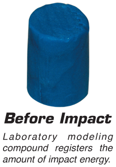 Before Impact -  Laboratory modeling compound registers the amount of impact energy