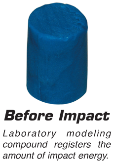 Before Impact - Laboratory modeling compound registers the amount of impact energy